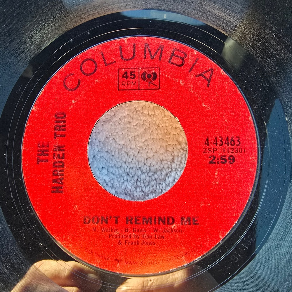 The Harden Trio Tippy Toeing Don't‎ Remind Me Columbia 4-43463 7" 45 RPM Vinyl